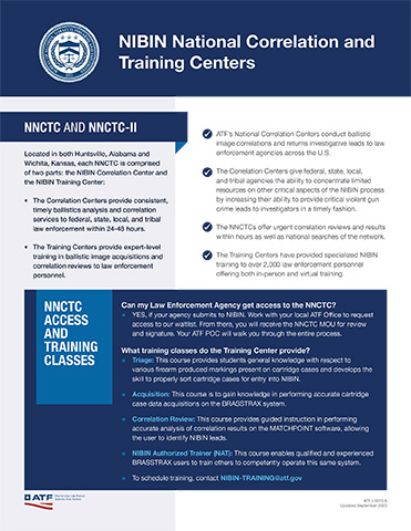 NIBIN National Correlation and Training Centers Infographic Thumbnail