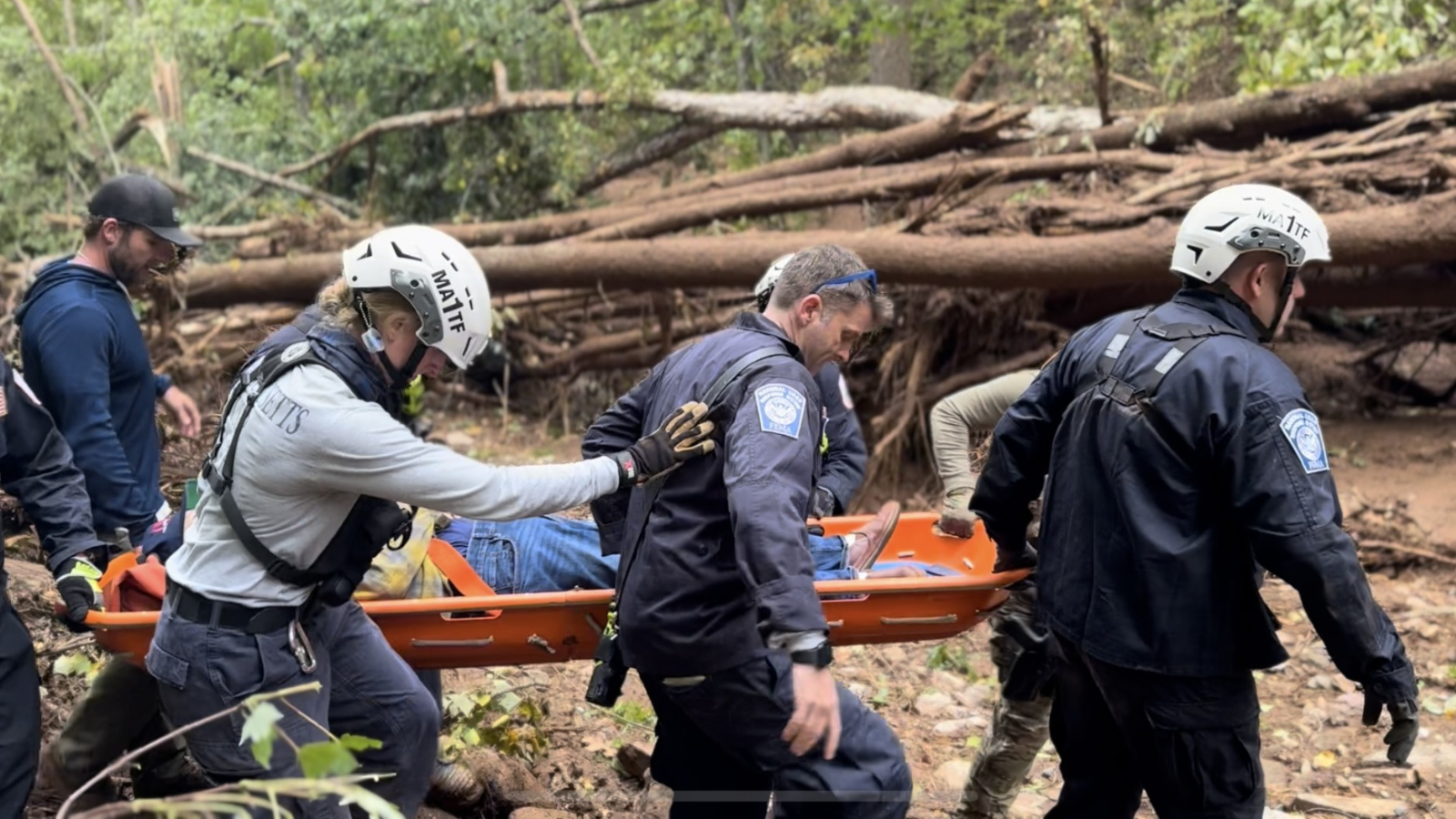 ESF #13 provides force protection for a FEMA Urban Search and Rescue team in the southeastern part of the U.S. following Hurricane Helene.